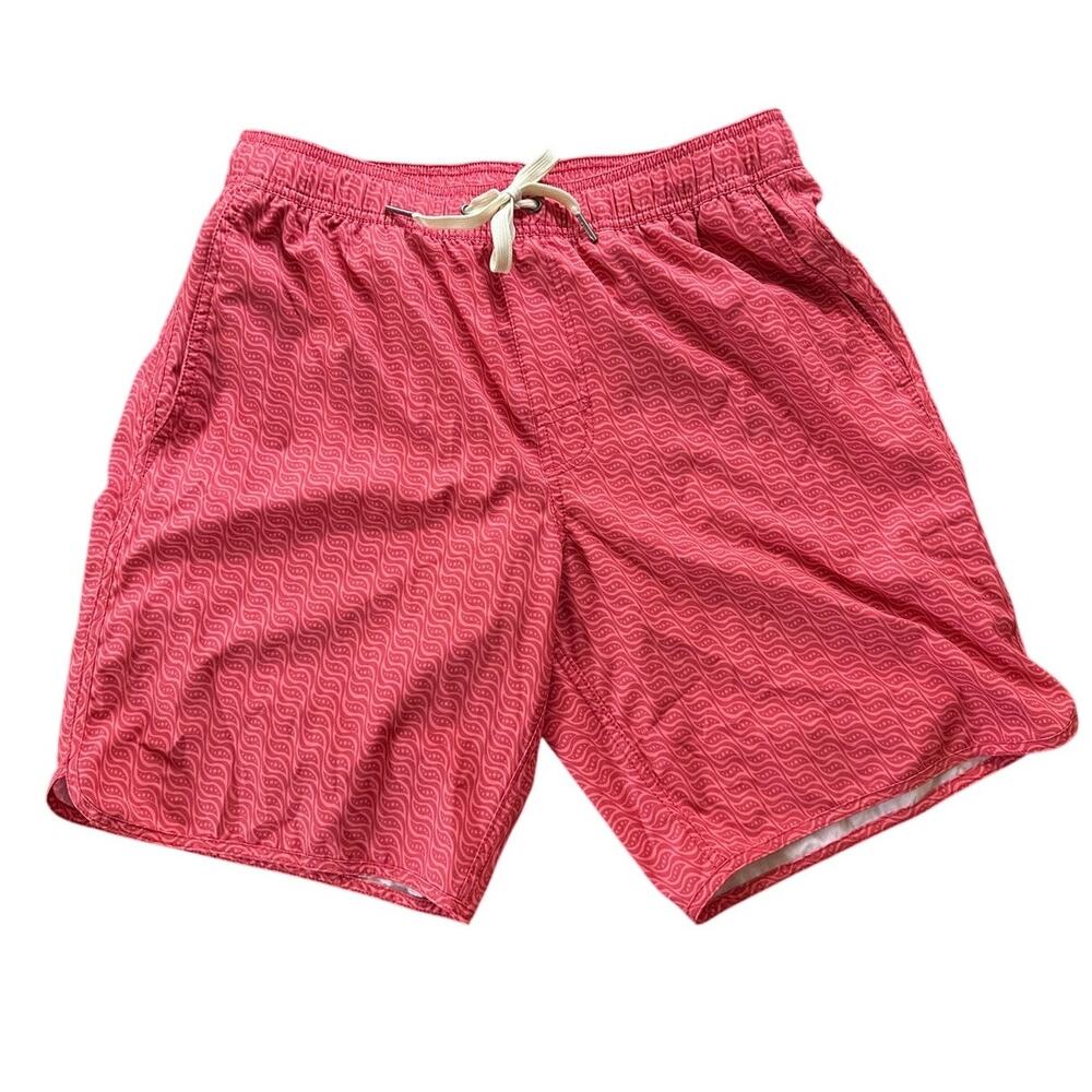 Fair Harbor Men's Orange Geometric Print Swim Trunks Size Medium